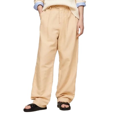 Tommy Hilfiger Cotton Linen Relaxed Straight Pants-Harvest Wheat