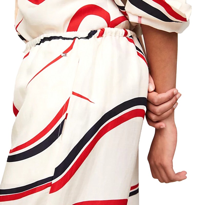 Tommy Hilfiger Ribbon Pull On Pants-Big Ribbon Print/Ecru