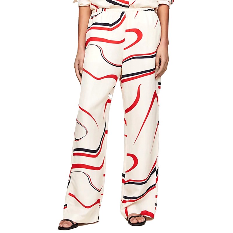 Tommy Hilfiger Ribbon Pull On Pants-Big Ribbon Print/Ecru