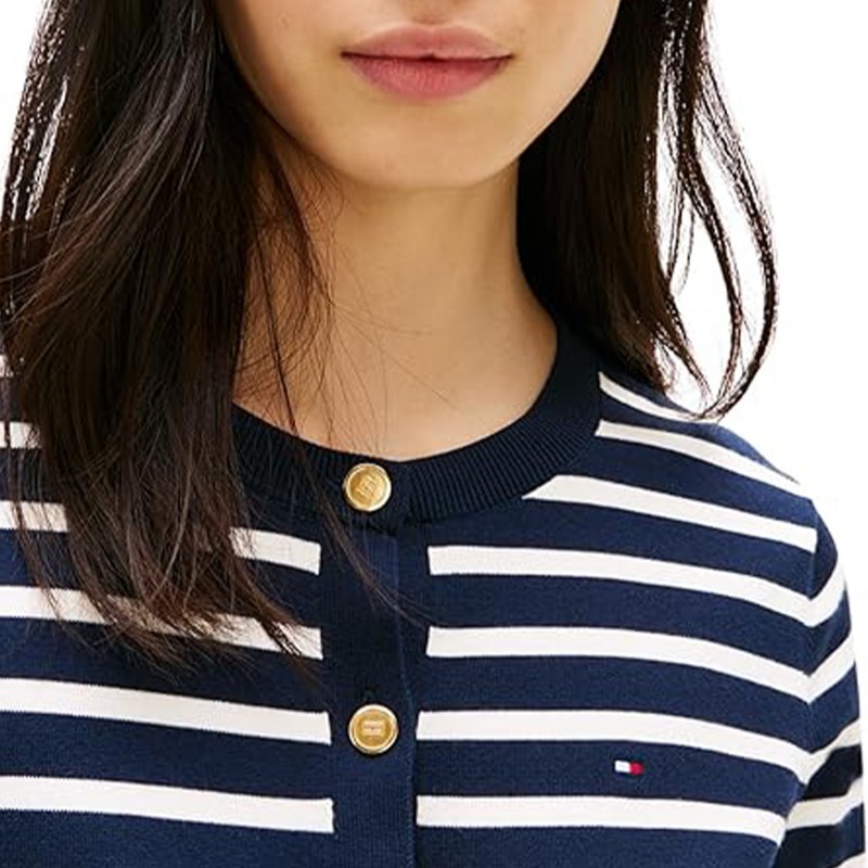 Tommy Hilfiger Cardigan Stitch Striped-Dark Night/Ivory Petal