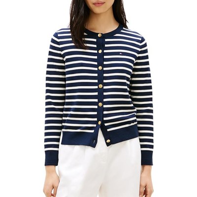 Tommy Hilfiger Cardigan Stitch Striped-Dark Night/Ivory Petal