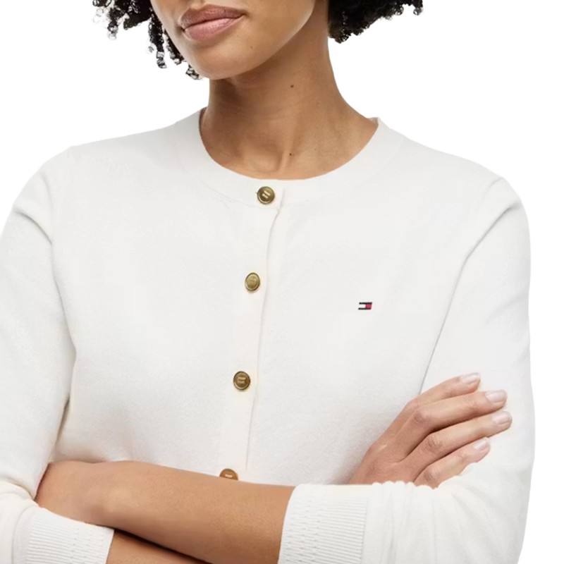Tommy Hilfiger Cardigan Crew Neck-Ivory Petal