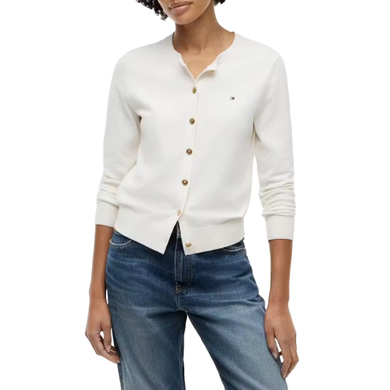Tommy Hilfiger Cardigan Crew Neck-Ivory Petal