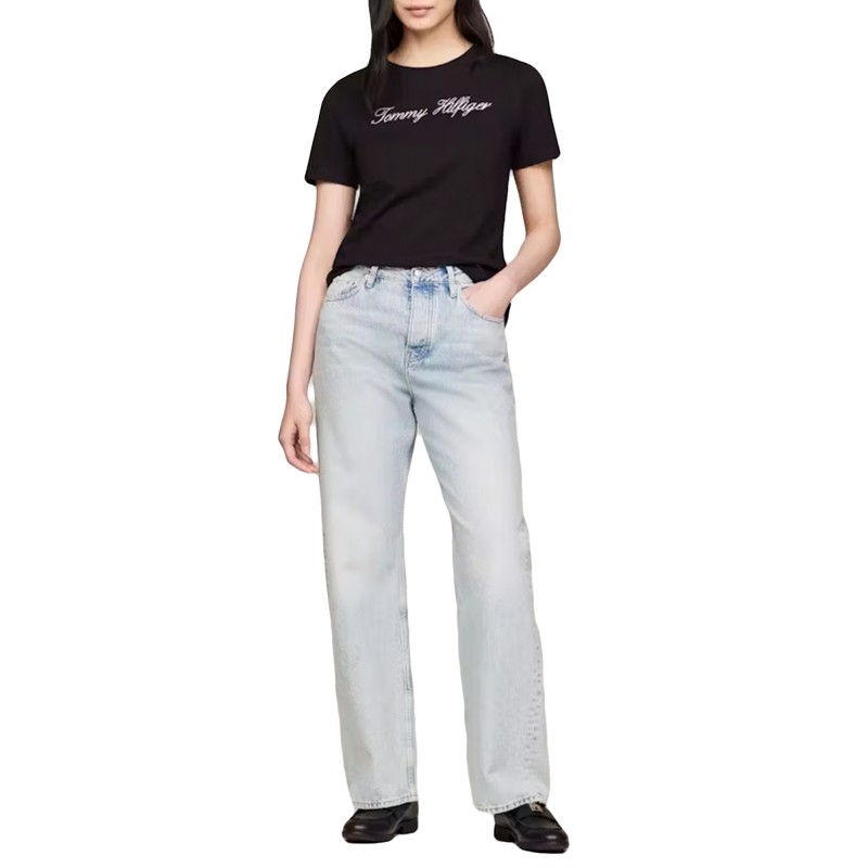 Tommy Hilfiger T-Shirt Script Regular Crew Neck-Nos Black