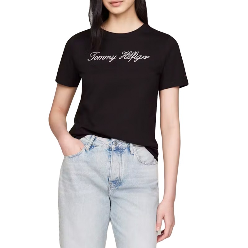 Tommy Hilfiger T-Shirt Script Regular Crew Neck-Nos Black
