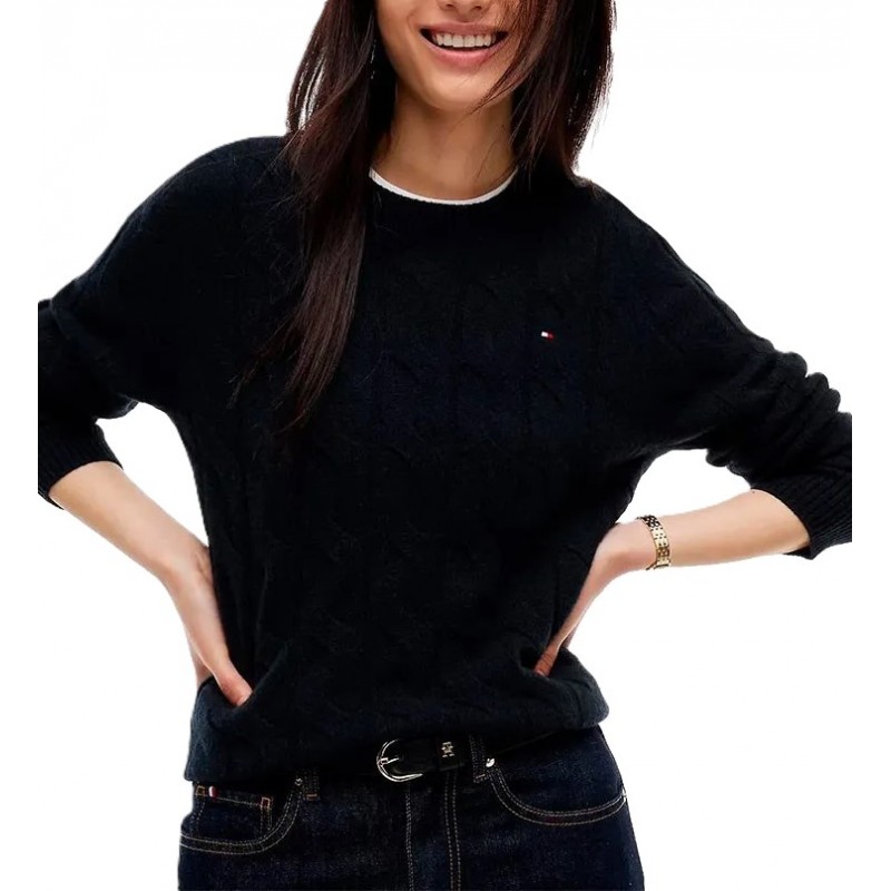 Tommy Hilfiger Sweater Soft Wool Cable-Black Tommy Hilfiger Sweater Soft Wool Cable-Black