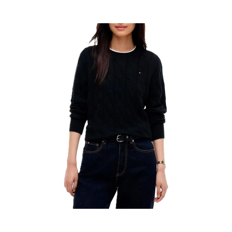 Tommy Hilfiger Sweater Soft Wool Cable-Black Tommy Hilfiger Sweater Soft Wool Cable-Black
