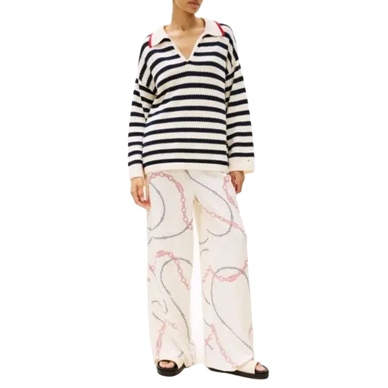 Tommy Hilfiger Trousers Loose Pull-On-Flag Chain Wave/ Rwb Calico