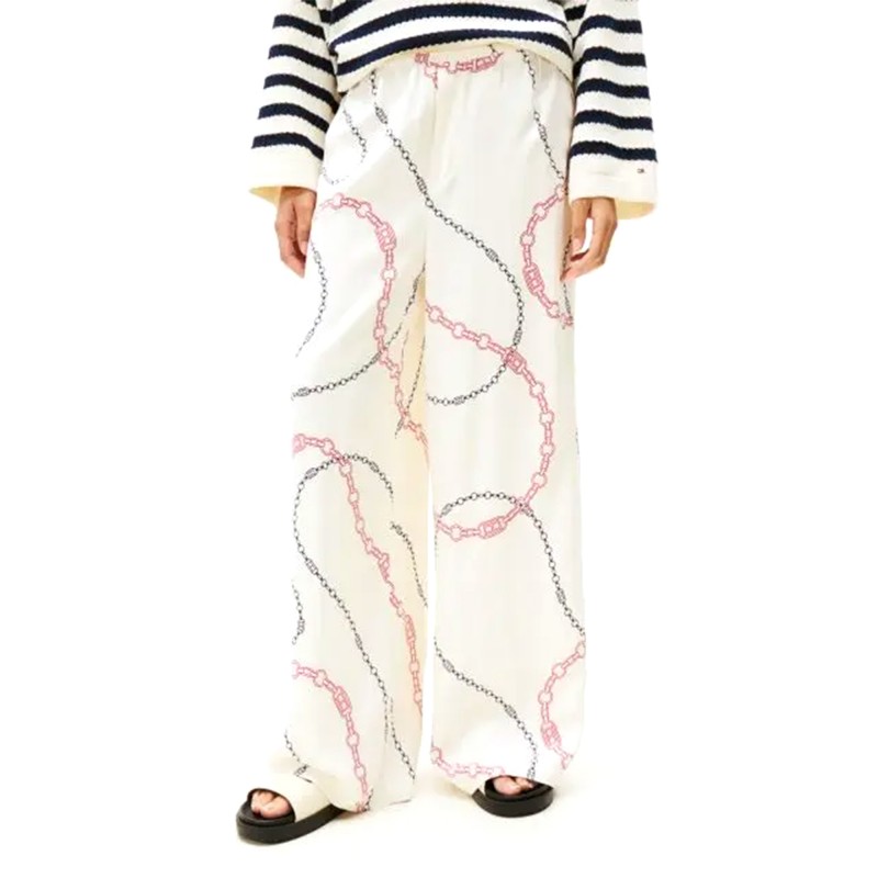 Tommy Hilfiger Trousers Loose Pull-On-Flag Chain Wave/ Rwb Calico