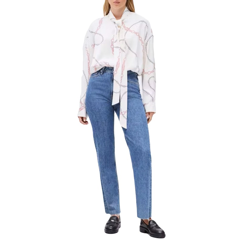 Tommy Hilfiger Blouse Bow Long Sleeve-Flag Chain Wave/Calico Tommy Hilfiger Blouse Bow Long Sleeve-Flag Chain Wave/Calico