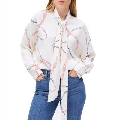 Tommy Hilfiger Blouse Bow Long Sleeve-Flag Chain Wave/Calico