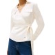Tommy Hilfiger Blouse Relaxed Fit Linen Blend Wrap-Ivory Petal Tommy Hilfiger Blouse Relaxed Fit Linen Blend Wrap-Ivory Petal