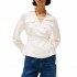 Tommy Hilfiger Blouse Relaxed Fit Linen Blend Wrap-Ivory Petal
