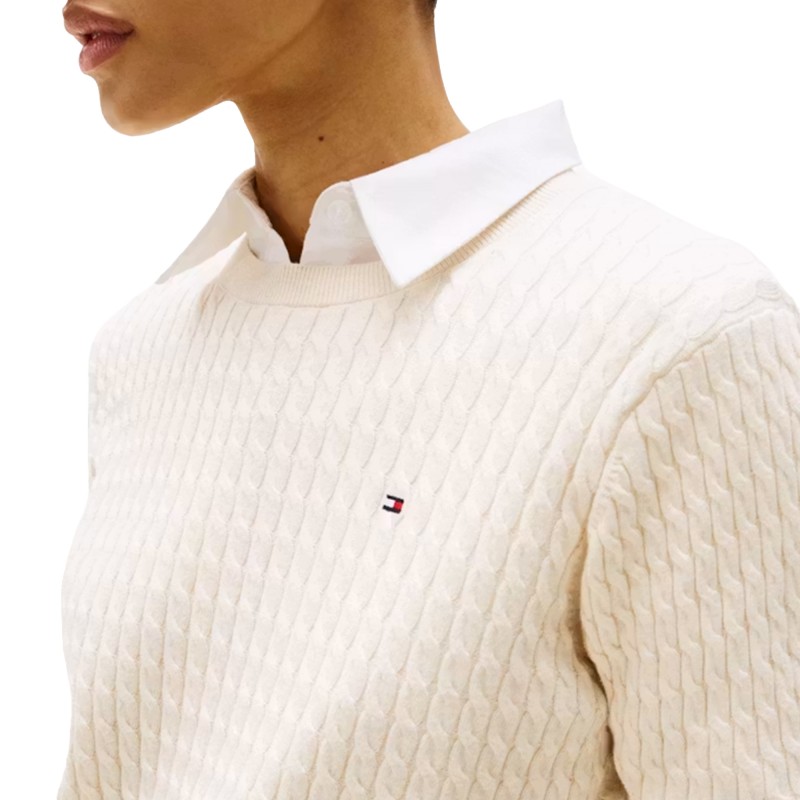 Tommy Hilfiger Sweater Fine Gauge Cable Knit-Ivory Petal Heather Tommy Hilfiger Sweater Fine Gauge Cable Knit-Ivory Petal Heather