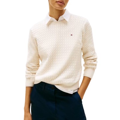 Tommy Hilfiger Sweater Fine Gauge Cable Knit-Ivory Petal Heather