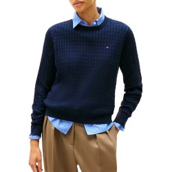 Tommy Hilfiger Sweater Fine Gauge Cable Knit-Dark Night Navy