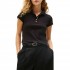 Tommy Hilfiger Polo Shirt Gold-Tone Button-Black