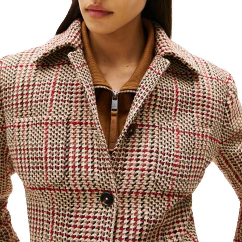 Tommy Hilfiger Jacket Lady Seasonal Texture-Red/Grey Check Tommy Hilfiger Jacket Lady Seasonal Texture-Red/Grey Check