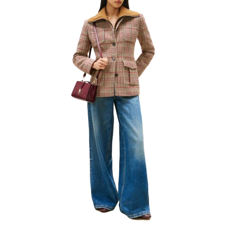 Tommy Hilfiger Jacket Lady Seasonal Texture-Red/Grey Check Tommy Hilfiger Jacket Lady Seasonal Texture-Red/Grey Check