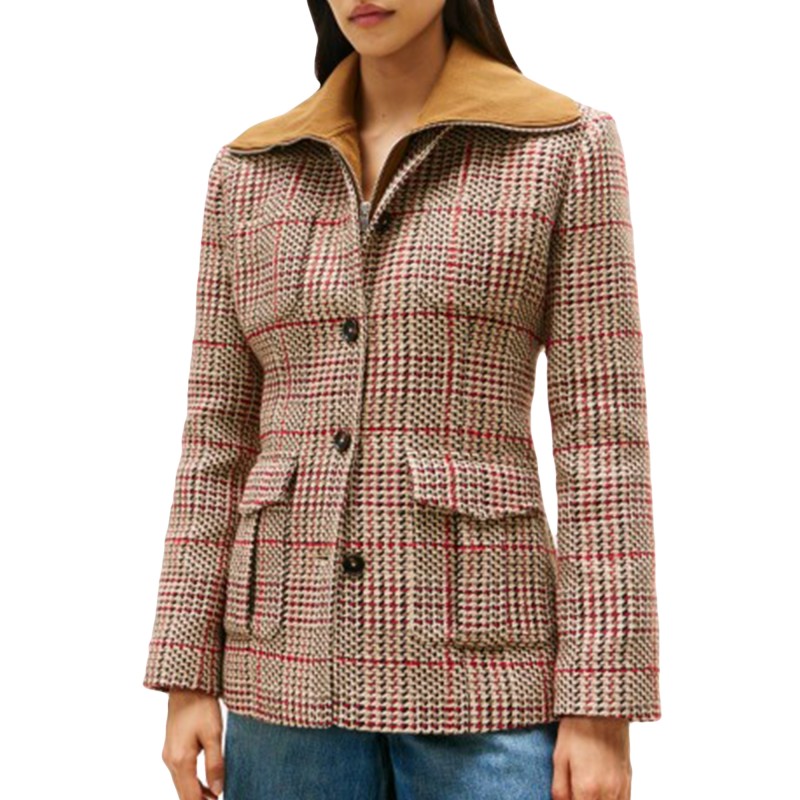 Tommy Hilfiger Jacket Lady Seasonal Texture-Red/Grey Check Tommy Hilfiger Jacket Lady Seasonal Texture-Red/Grey Check