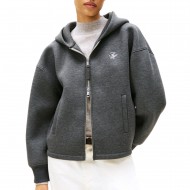 Tommy Hilfiger Hoody Logo Embroidery Zip Thru-Medium Grey Heather