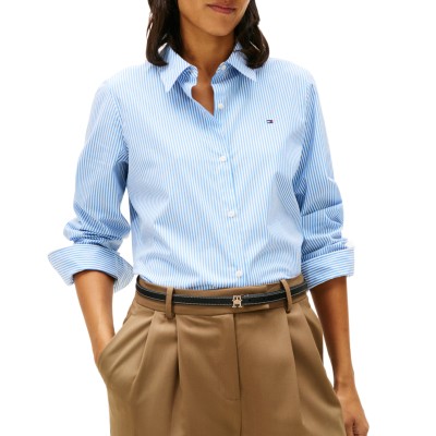 Tommy Hilfiger Shirt Striped Poplin Regular-Mesmerizing Blue