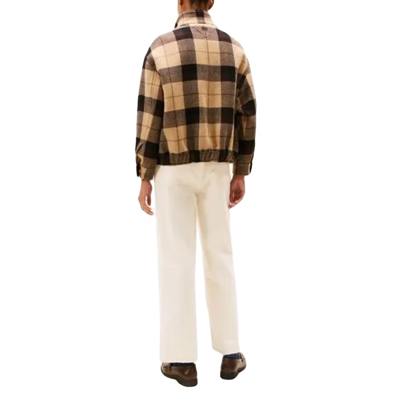 Tommy Hilfiger Jacket Check Wool Blend Relaxed Harrington-Brown/ Ow Check Tommy Hilfiger Jacket Check Wool Blend Relaxed Harrington-Brown/ Ow Check