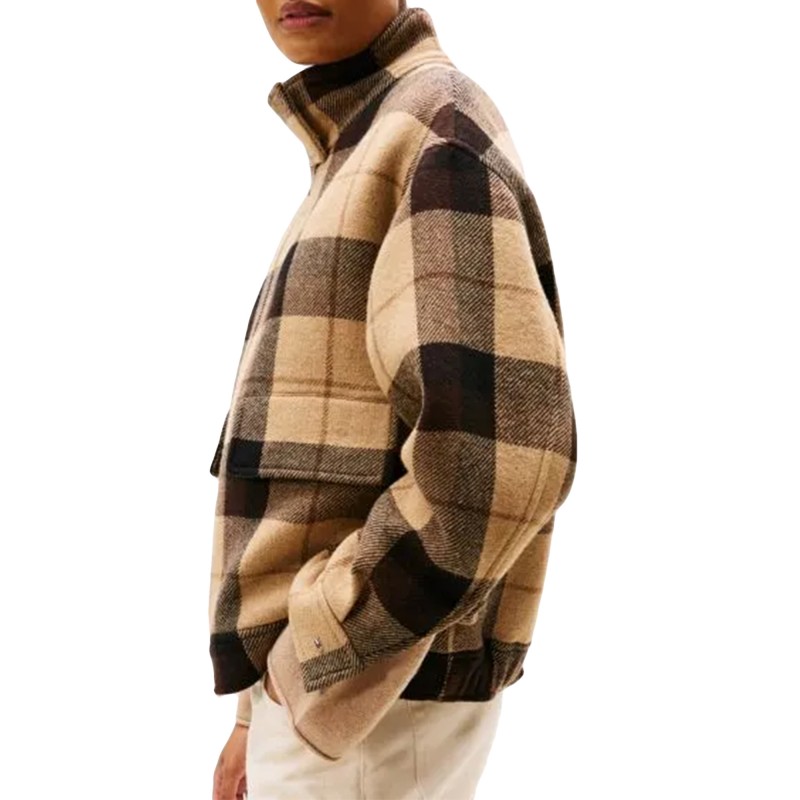 Tommy Hilfiger Jacket Check Wool Blend Relaxed Harrington-Brown/ Ow Check Tommy Hilfiger Jacket Check Wool Blend Relaxed Harrington-Brown/ Ow Check