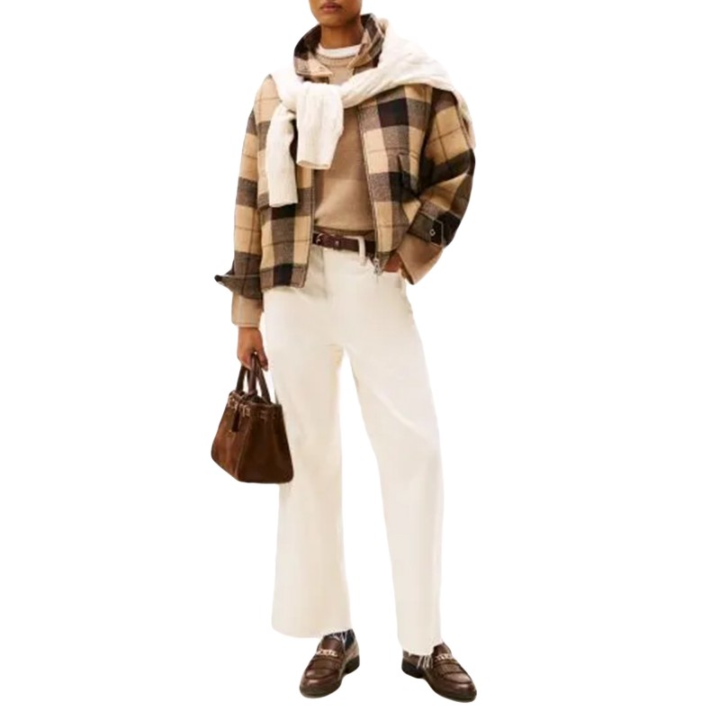 Tommy Hilfiger Jacket Check Wool Blend Relaxed Harrington-Brown/ Ow Check Tommy Hilfiger Jacket Check Wool Blend Relaxed Harrington-Brown/ Ow Check