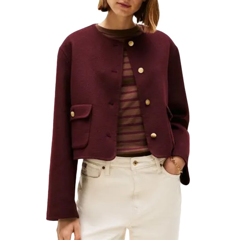 Tommy Hilfiger Jacket Double-Faced Wool Blend-Deep Burgundy