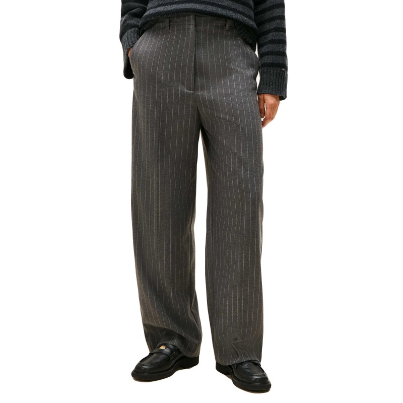 Tommy Hilfiger Tousers Pinstripe Loose Straight-Grey