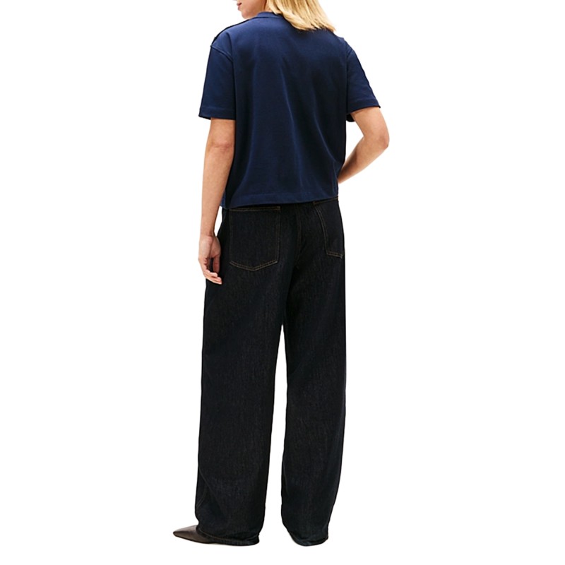 Tommy Hilfiger T-Shirt Gold Button Script Modern-Dark Night Navy