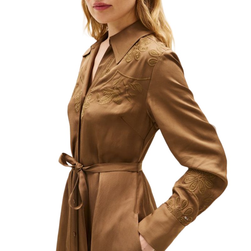 Tommy Hilfiger Dress Shirt Midi Embroidery-Nordic Taupe Tommy Hilfiger Dress Shirt Midi Embroidery-Nordic Taupe