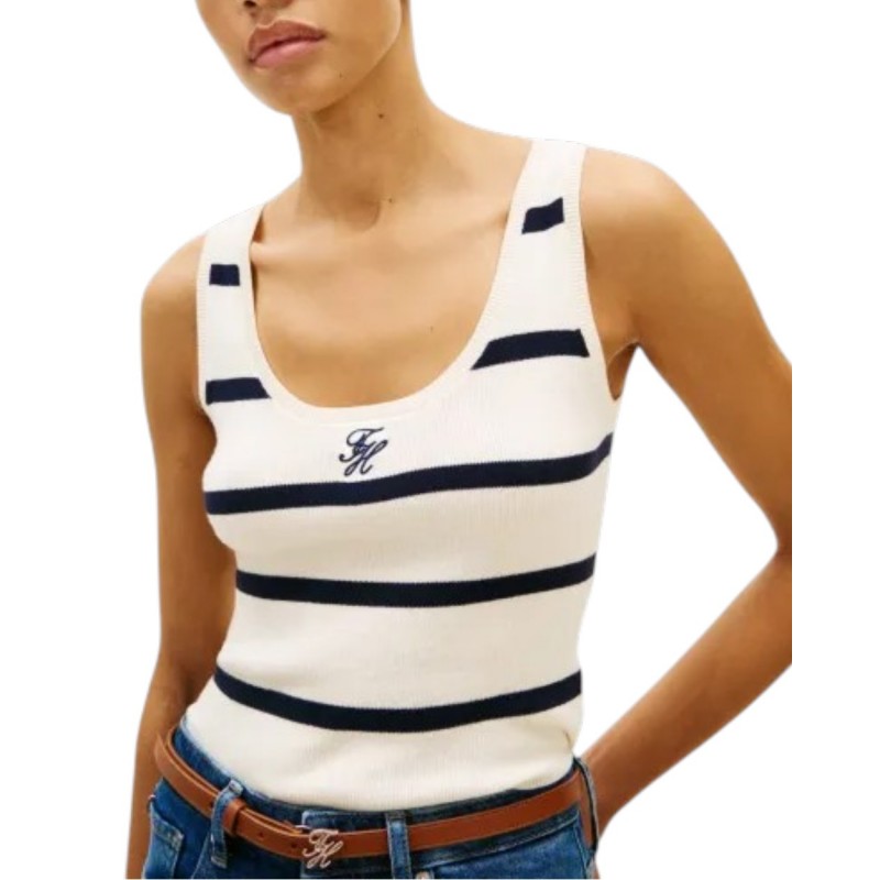 Tommy Hilfiger Tank Top Co Full Needle-Big Striped Calico/Dark Night Navy