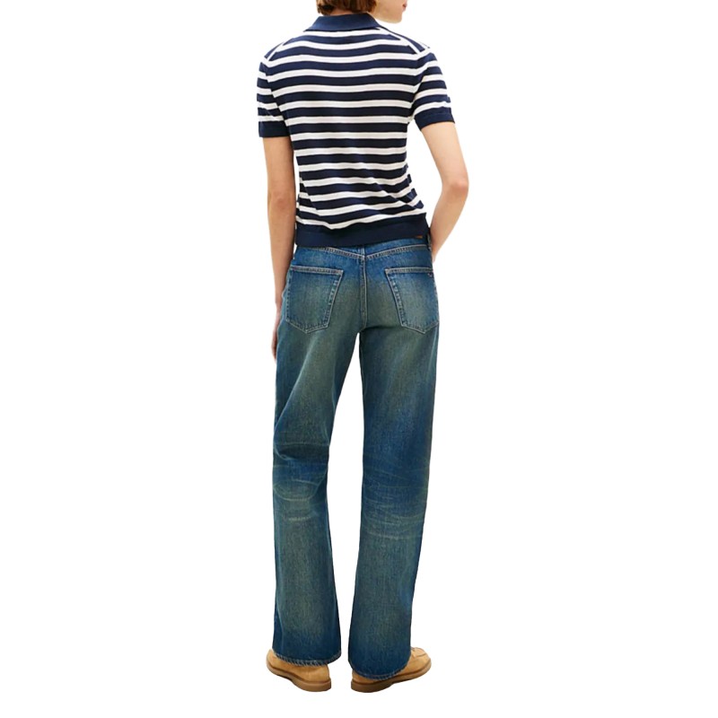 Tommy Hilfiger Polo Sweater Light Layering Striped-Dark Night Navy/Ivory Petal