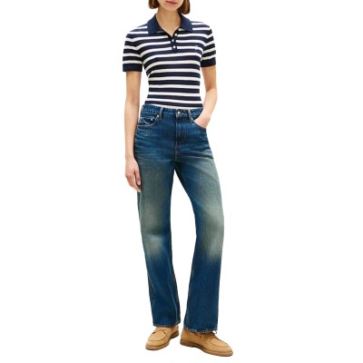 Tommy Hilfiger Polo Sweater Light Layering Striped-Dark Night Navy/Ivory Petal