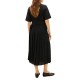 Tommy Hilfiger Dress Gold Button Mix Media-Black