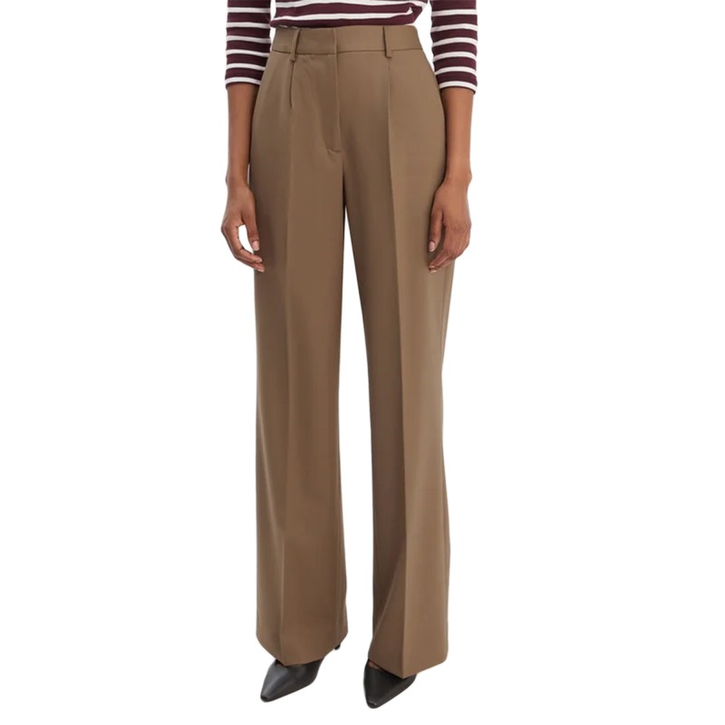 Tommy Hilfiger Trousers Wide Leg Wool Timeless-Nordic Taupe