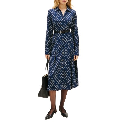 Tommy Hilfiger Dress Midi-Argyle Print Navy