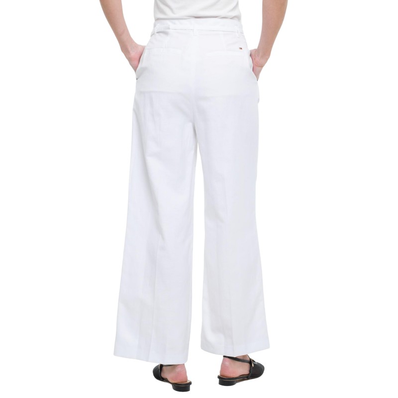 Tommy Hilfiger Trousers Wide Leg Linen Blend-Th Optic White Tommy Hilfiger Trousers Wide Leg Linen Blend-Th Optic White