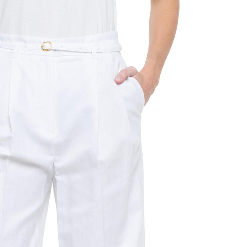 Tommy Hilfiger Trousers Wide Leg Linen Blend-Th Optic White Tommy Hilfiger Trousers Wide Leg Linen Blend-Th Optic White