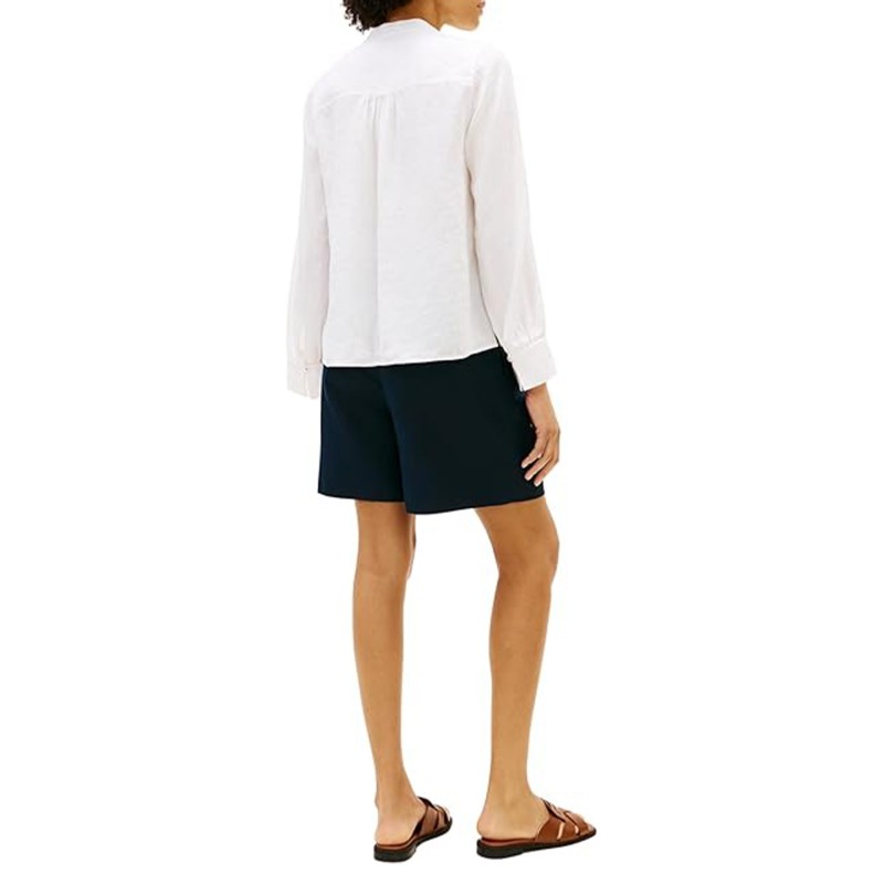 Tommy Hilfiger Blouse V Neck Linen-Th Optic White