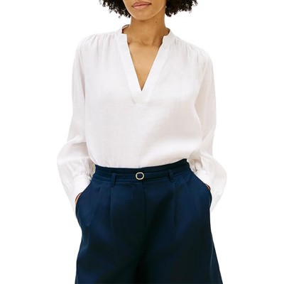 Tommy Hilfiger Blouse V Neck Linen-Th Optic White