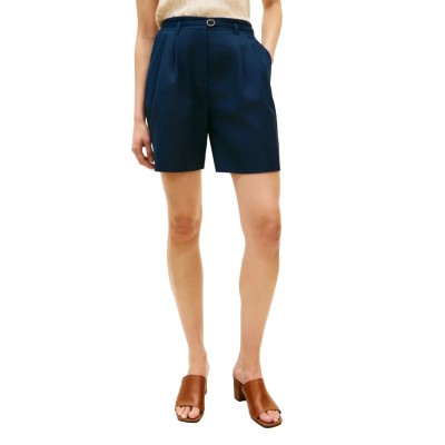Tommy Hilfiger Shorts Wide Leg Linen Blend-Dark Night Navy