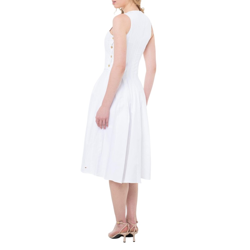 Tommy Hilfiger Dress Midi Hourglass Linen Blend-Th Optic White