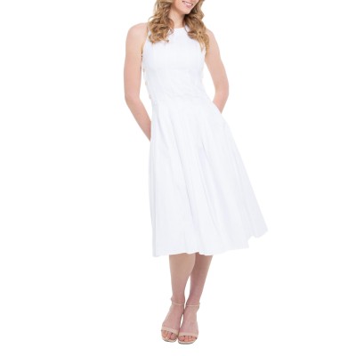 Tommy Hilfiger Dress Midi Hourglass Linen Blend-Th Optic White