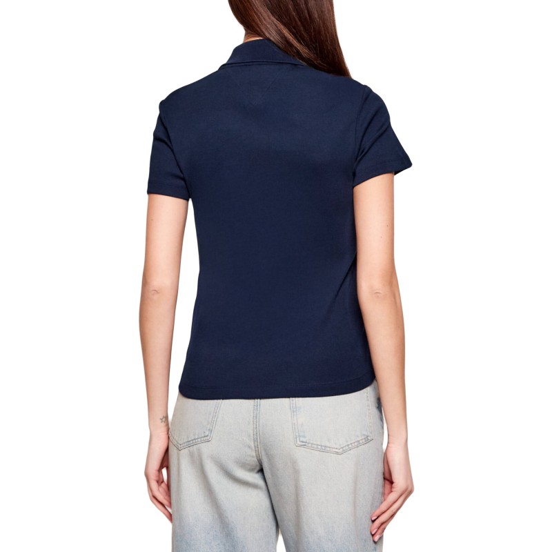 Tommy Hilfiger Polo Shirt Gold Button Slim Fit-Dark Night Navy