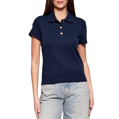 Tommy Hilfiger Polo Shirt Gold Button Slim Fit-Dark Night Navy