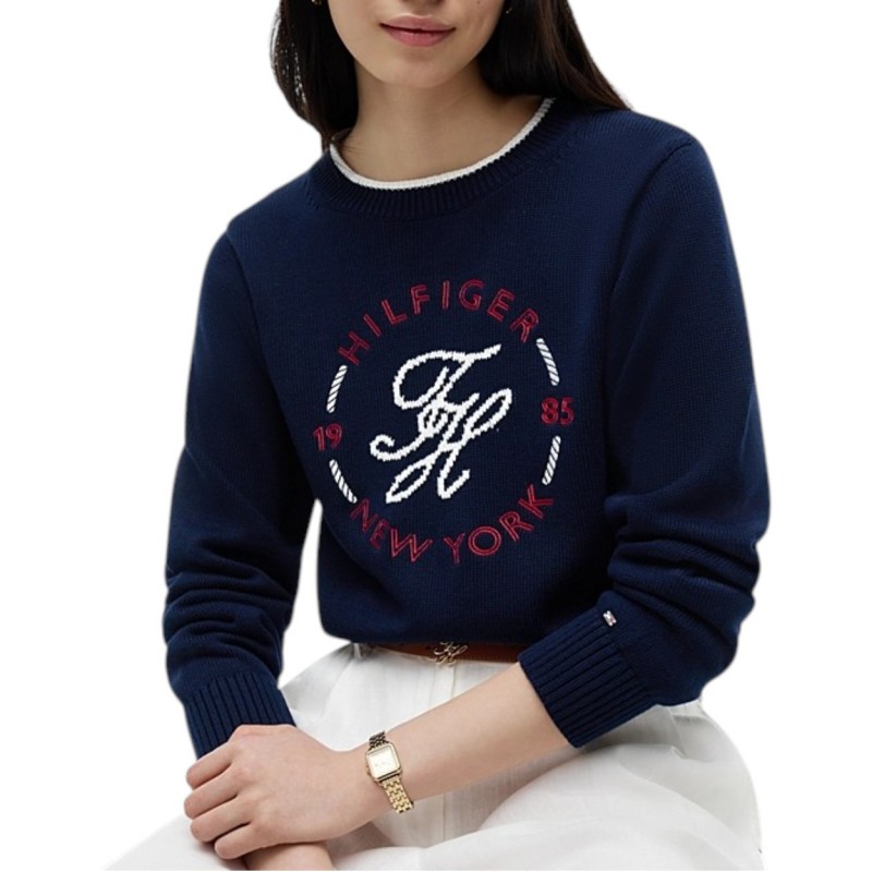 Tommy Hilfiger Sweater Knit Nautical Crew Neck-Dark Night Navy Tommy Hilfiger Sweater Knit Nautical Crew Neck-Dark Night Navy