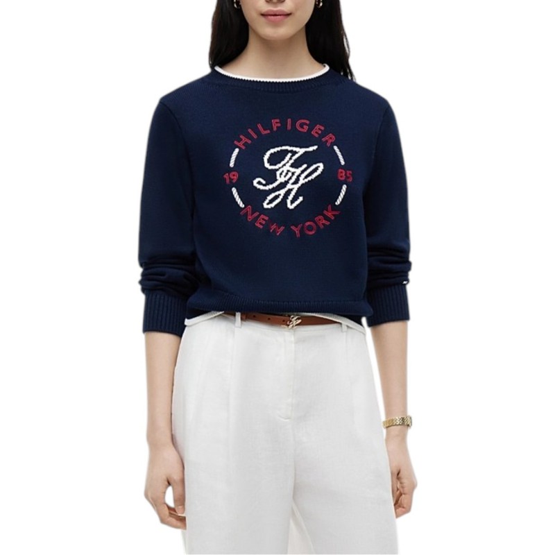 Tommy Hilfiger Sweater Knit Nautical Crew Neck-Dark Night Navy Tommy Hilfiger Sweater Knit Nautical Crew Neck-Dark Night Navy